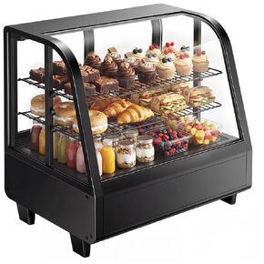 Certified Commercial Refrigerator, 3.6 Cu.Ft Countertop Refrigerator Refrigerated Display Case with Curved Glass & Auto Defrost, Freestanding Bakery Display Case for Cafe & Restaurant in Kuwait