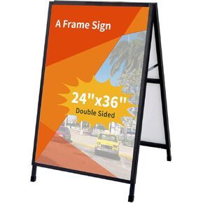 Miuwauer 24 x 36 Inch A Frame Sign Double-Sided Folding Sandwich Board Heavy Duty Slide-in Sidewalk Signboard for Outdoor Street Advertising Poster in Kuwait
