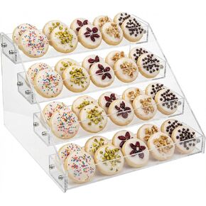 حامل عرض ملفات تعريف الارتباط من 4 طبقات لعرض ملفات تعريف الارتباط، مناسب للخبازين والبائعين والحفلات والمعارض الحرفية وأكشاك السوق، حامل عرض ملفات تعريف الارتباط ذو طبقات من الأكريليك الشفاف ينطبق على الكعك وعرض الحلوى in Kuwait