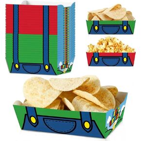 24pcs Video Games Paper Food Trays Cartoon Game Birthday Party Supplies Disposable Paper Snack Bowl for Birthday Decoration in Kuwait