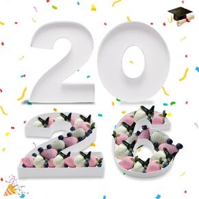 صواني زخرفية من الورق المقوى على شكل رقم 2026 قابلة للتعبئة، طبق عرض الطعام للحفلات ليلة رأس السنة الجديدة، التخرج (صغير) in Kuwait