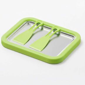 مجموعة صانعة الآيس كريم الملفوفة، صينية رول الآيس كريم DIY مع كاشطتين، لا تحتاج إلى كهرباء، لوح تجميد من الفولاذ المقاوم للصدأ للآيس كريم الملفوف، الزبادي المجمد، الشربات (أخضر) in Kuwait