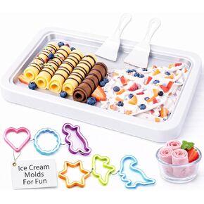 Rolled Ice Cream Maker Kit with 2 Spatulas & Ice Cream Molds – Instant DIY Ice Cream Maker for Homemade Ice Cream Rolls, Frozen Yogurt, Sorbet & Frozen Desserts – Food-Grade Stainless Steel,Family Fun in Kuwait