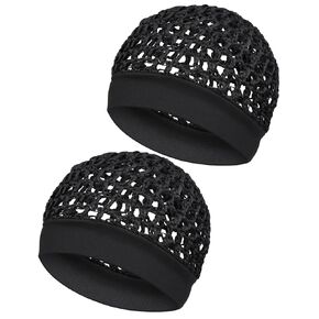 قطعتان من شبكة الشعر المرنة المريحة للنوم والضغط الحريري - بدون علامات حمراء، قبعة شبكية ملتوية للشعر من توبي للنساء (أسود) in Kuwait