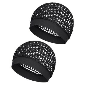 عبوتان من شبكات الشعر للنساء النائمات باللون الأسود، مرنة قابلة للتمدد ولا توجد علامات وشبكة شعر آمنة للضغط الحريري، شبكات شعر مريحة، شبكة لف الشعر قابلة للتنفس لحماية الشعر in Kuwait