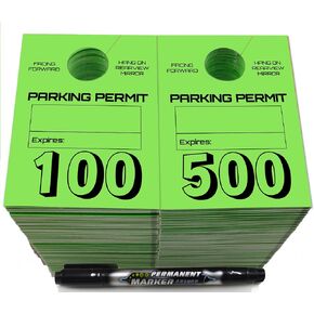 prismite Parking Passes Hanging for Car,Numbered 1-500 Parking Permit Hang Tag, Green in Kuwait