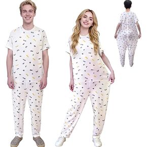 One-piece Short-sleeved Trousers,Unisex Anti-Strip Adaptive Jumpsuit with Back-Zipper,Suitable for Seniors,Incontinence Care,Dementia Patient,Alzheimer’s Patients in Kuwait