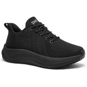 Women's Non Slip Work Shoes Slip Resistant Nurse Sneakers with Arch Fit Support Comfortable Mesh Walking Shoes for Food Service Chef Kitchen Restaurant Black in Kuwait
