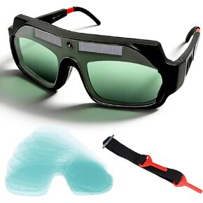 نظارات لحام ذات تعتيم تلقائي، نظارات لحام تعمل بالطاقة الشمسية ذات لون حقيقي مع أرجل عين قابلة للتعديل، قناع أمان لحام مريح مضاد للجلد، نظارات مضادة للوهج لطحن اللحام in Kuwait