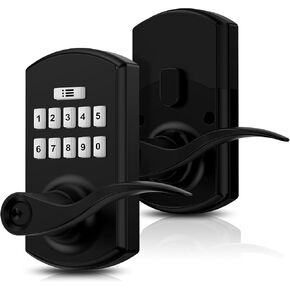 Keypad Door Lock with Handle, Electronic Keyless Entry Door Lock with Code, Smart Locks for Front Door, Easy Passage Mode, Auto Lock, Matte Black in Saudi Arabia