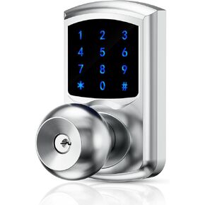 Hidalife Keyless Entry Door Lock with Code, Keypad Door Lock with Handle, Touchscreen Digital Lock with Keypad for Front Door, Auto-Lock, Satin Chrome in Kuwait