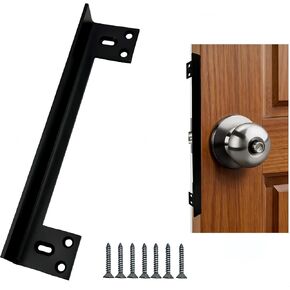 Heavy Duty Door Latch Guard Plate-11" Stainless Steel Door Security Plate with Offset Cover, Outswing Door Security Protector for Deadbolt/Knob Latch, Anti-Pry Shield (1 Pack, Black) in Kuwait