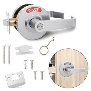 Commercial Door Handle With Lock – Vacant Occupied Bathroom Lock | 304 Stainless Steel, Visible From 50 Ft, Quick Install, L/R, for 1 3/8"–2" Doors | for Public Bathroom & Industrial Buildings in Kuwait