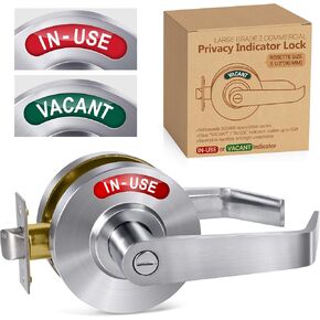 قفل باب الحمام من الدرجة التجارية - قفل مؤشر الخصوصية شاغر أو قيد الاستخدام، مقبض باب مشغول يسار يمين قفل ذراع الحمام القابل للعكس مثالي للمكتب والمطاعم والمستشفيات (الكروم الساتان) in Kuwait