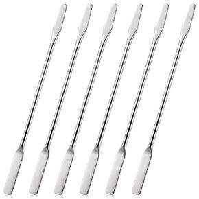 6 قطع ملعقة مختبر من الفولاذ المقاوم للصدأ ملعقة معدنية صغيرة ذات نهاية مزدوجة ملعقة صغيرة مربعة/مستديرة أداة ملعقة مكياج لخلط مستحضرات التجميل (6 قطع) in Kuwait