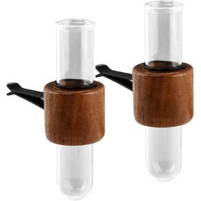 ‌2 Pcs Black Walnut Round Car Propagation Vase Vent Clip – Glass Test Tube Plant Holder for Auto Interior Aesthetic Decor, for Women, Plant Lovers‌ in Kuwait