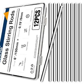 قضبان تقليب زجاجية مقاس 6 × 5 مم، قضبان تحريك ذات نهاية مستديرة من البورسليكات للمختبر والفصول الدراسية والمنزل، 12 عبوة in Kuwait