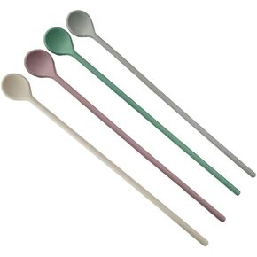 4Pcs Silicone Long Stirring Spoons, 9.9 Inch Reusable Drink Stirrers for Coffee, Cocktail, Tea, and Beverages Mixing Spoons for Home Bar and Kitchen in Kuwait