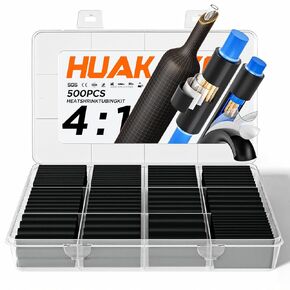 500PCS 4:1 Heat Shrink Tubing Kit with Adhesive Liner, Marine Grade Dual Wall, Waterproof Electrical Wire Wrap Assortment – Industrial & Automotive Heat Shrink Tube Kit (Black) in Kuwait