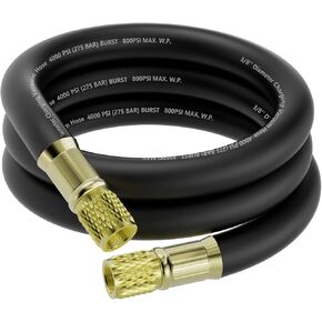 HV1 6Ft 3/8" ID HVAC خرطوم مكنسة كهربائية، تركيبات 3/8" إلى 3/8"، 800 رطل لكل بوصة مربعة تعمل / 4000 رطل لكل بوصة مربعة ضغط انفجاري، خرطوم فراغ عالي التدفق متوافق مع معظم معدات التبريد وتكييف الهواء in Kuwait