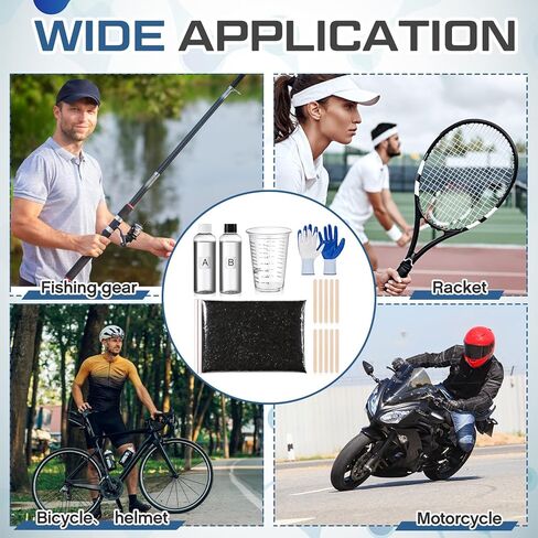 Chunful 15 Pcs Carbon Fiber Repair Kit with 1lb Chopped Fibers & 2-Part Epoxy(a&b) Cup, Rod, Gloves, Create High-Strength, Forged Carbon Look for Auto Parts, DIY Projects, Motorcycle, Boat Repairs in Saudi Arabia