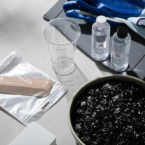 Chunful 15 Pcs Carbon Fiber Repair Kit with 1lb Chopped Fibers & 2-Part Epoxy(a&b) Cup, Rod, Gloves, Create High-Strength, Forged Carbon Look for Auto Parts, DIY Projects, Motorcycle, Boat Repairs in Saudi Arabia