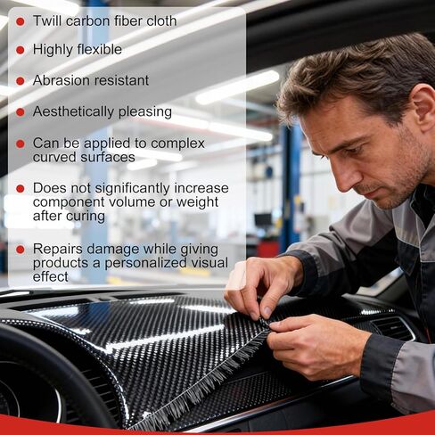 طقم إصلاح من ألياف الكربون، طقم من ألياف الكربون، قماش من ألياف الكربون مقاس 8 بوصات، 100 جرام من راتنجات الإيبوكسي و27 جرام من مواد تقوية الإيبوكسي، أكواب قياس، أعواد خلط وفرشاة لإصلاح السيارات والأثاث والدراجات والقوارب بنفسك in Kuwait