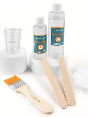 8 قطع من ألياف الكربون إصلاح كيت Lanstics ألياف الكربون إصلاح مع 200 جرام راتنجات الايبوكسي 100 جرام تصلب قياس أكواب خلط العصي قفازات فرشاة لنسيج ألياف الكربون إصلاحات DIY على السيارات الأثاث الدراجات قارب in Kuwait