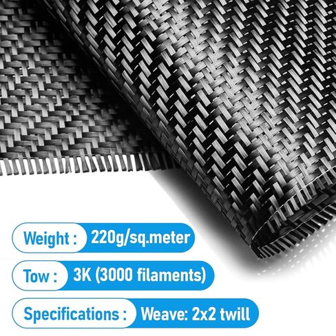 10 قدم × 12 بوصة من نسيج ألياف الكربون، لفة من نسيج ألياف الكربون الأسود الخالص، 2 × 2 نسيج قطني طويل 3 كيلو/220 جرام للسيارات، التعزيز الهيكلي على الجدار الخرساني، إصلاح القوارب في الطابق السفلي in Kuwait