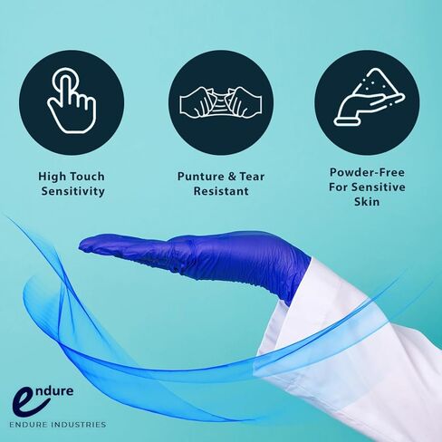 قفازات فحص النتريل الخالية من مسحوق الكوبالت الأزرق، قفاز تنظيف الطبخ القابل للتصرف 3.5 مل، سلسلة الريش in Kuwait
