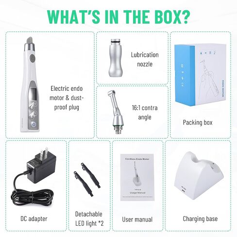 4E 4E'S USA Cordless Endodontic Handpiece with LED Display 510(K) Approved: Endo Motor 360 Degree Rotable | 16:1 Contra Angle | 9 Presettable Programs | Autoclavable, Ideal for Root Canal Treatment in Kuwait