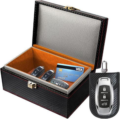 Faraday Box for Car Keys, Faraday Key Fob Protector Box, Anti Theft Car Keys Faraday Cage, Keyless Entry Protector Faraday Pouch for Key fob, RFID Signal Blocking Box(Black,S) in Kuwait