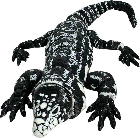 3D Printed Realistic Tegu Replica - Articulating Limbs & Movable Tail - Functional Jaw - Lifelike Collectible Reptile Model (White) in Kuwait