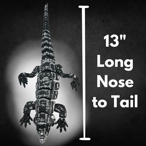 3D Printed Realistic Tegu Replica - Articulating Limbs & Movable Tail - Functional Jaw - Lifelike Collectible Reptile Model (White) in Kuwait