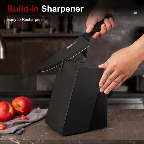 Knife Set, Astercook 15 Pieces Knife Sets for Kitchen with Block, Dishwasher Safe Kitchen Knife Set with Built in Sharpener Block, German Stainless Steel Knife Block Set, Valentine's Gift in Kuwait
