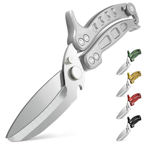 2 in 1 Kitchen Scissors for Food – Stainless Steel Blade & Plastic Cutting Board Scissors with Safety Lock | 9.5" Tomato Knife, Fruit & Vegetable Cutter – Easy-to-Use Kitchen Shears for Meat, Cheese in Kuwait