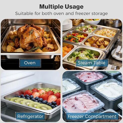 OSTBA 4 عبوات من مقالي الفندق مع أغطية، مقاس 1/2 مقاس 4 بوصة مقلاة طاولة بخار عميقة من الفولاذ المقاوم للصدأ بالحجم الكامل، 12.8 بوصة طول × 10.4 بوصة عرض مقلاة بوفيه مضادة للمربى للمنزل، والحفلات، والمطاعم، والفندق، والبوفيه in Kuwait