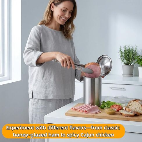 Deli Meat Press Stainless Steel with Thermometer, Lunch Meat Press Mold, Ham Maker Meat Press Tool, with 20 Cooking Bags + 2 anti-scalding clips, for Making Sandwich, Delimeat, Lunchmeat in Kuwait