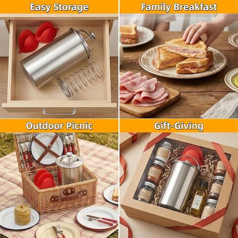 Deli Meat Press Stainless Steel with Thermometer, Lunch Meat Press Mold, Ham Maker Meat Press Tool, with 20 Cooking Bags + 2 anti-scalding clips, for Making Sandwich, Delimeat, Lunchmeat in Kuwait