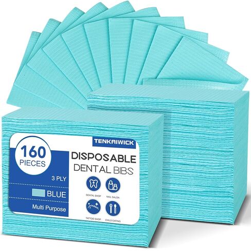 550 Pack Disposable Dental Bibs 13"x18", 3-Ply Waterproof Tattoo Bibs Sheet for Nail Salon, Dental Clinic, Feeding, Tattoo Shop (Black) in Kuwait