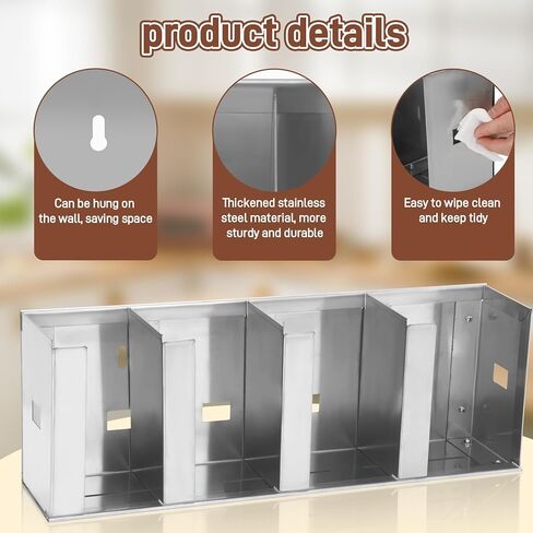 حامل أكواب وغطاء من الفولاذ المقاوم للصدأ قابل للتعديل - 4 حجرات، موزع أكواب سعة 32 أونصة للمطاعم، حامل أكواب تجاري منظم للقش، موزع غطاء من الفولاذ المقاوم للصدأ 304 in Kuwait