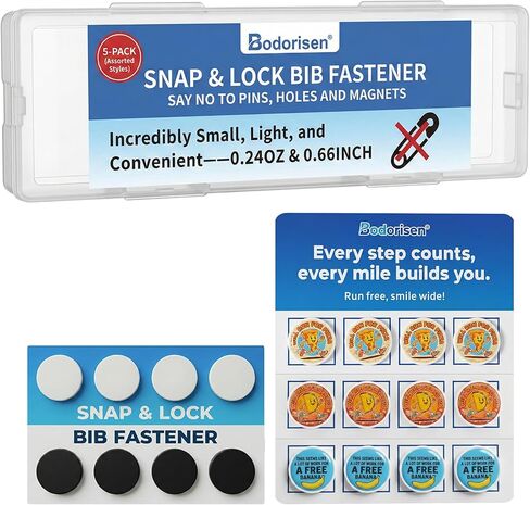 20PCS Running Bib Clips - Race Holder Bib Boards for Runners Replacement for Bib Pins - Non-Magnetic Secure Snap Lock Fasteners for Marathon, Cycling, and Event Numbers - Funny Style in Kuwait