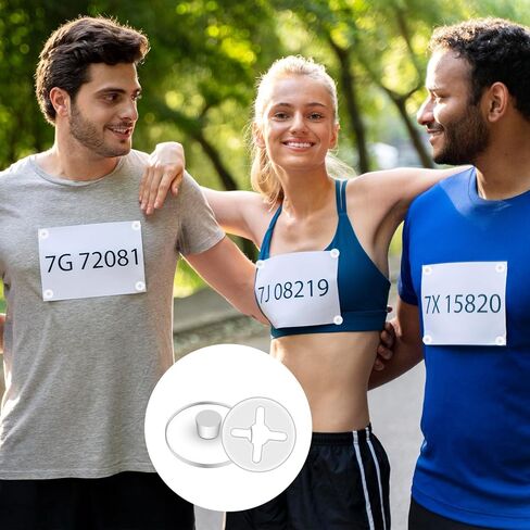 24 PCS Clear Bib Snaps for Runners, Race Number Buckle Fixing System, Triathlon Race Bib Holder, Reusable Running Bib Clips for Runners Marathon, Skating, Track in Kuwait