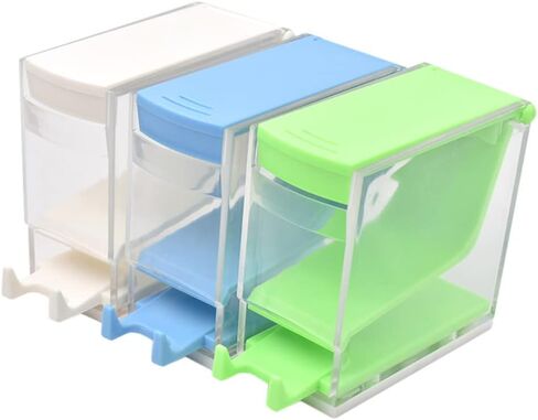 3Pcs Dental Cotton Roll Dispenser Holder Press Type Plastic Instrument Box White, Blue, Green in Saudi Arabia