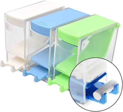 3Pcs Dental Cotton Roll Dispenser Holder Press Type Plastic Instrument Box White, Blue, Green in Saudi Arabia