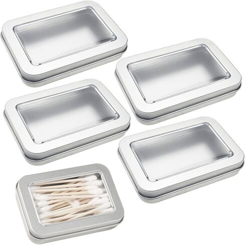 4 Pack Hair Tie Container Small Portable Travel Cotton Swab Holder Flosser Dispenser with Lid Plastic Box Storage Containers for Floss Picks Floss Cosmetic (Silver) in Kuwait