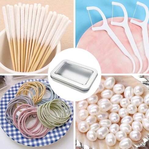 4 Pack Hair Tie Container Small Portable Travel Cotton Swab Holder Flosser Dispenser with Lid Plastic Box Storage Containers for Floss Picks Floss Cosmetic (Silver) in Kuwait