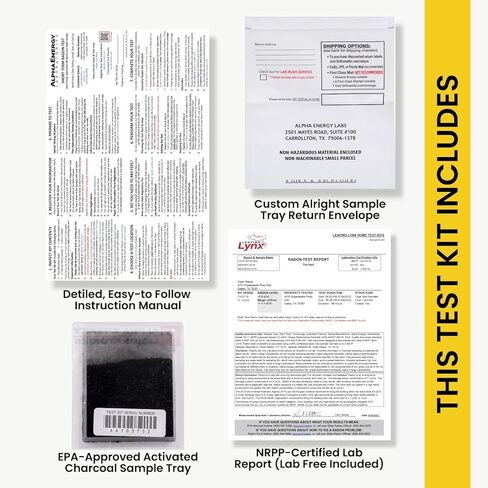 EPA-Approved Radon Test Kit for Home, Lab Analysis Included | Detects Radon Gas Levels in Basements & Living Spaces | Easy-to-Use Air Quality Test with Lab Report & Discounted Shipping| Radon Detector in Kuwait