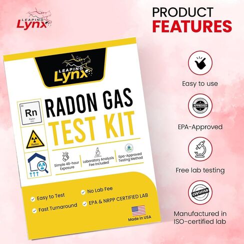 EPA-Approved Radon Test Kit for Home, Lab Analysis Included | Detects Radon Gas Levels in Basements & Living Spaces | Easy-to-Use Air Quality Test with Lab Report & Discounted Shipping| Radon Detector in Kuwait