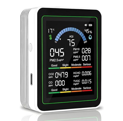 10 in 1 Smart Air Quality Monitor Indoor,Carbon Monoxide Monitoring,Co2 Detector,Professional Air Quality Test Kit with CO2 | CO | TVOC | HCHO | Temp | AQI | PM2.5 | PM0.3 | PM10 in Kuwait